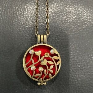 Elegant Gold and Red Locket Heart Necklace